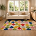 thumbnail image 2 of Gelasgo Colorful Geometric Velvet Area Rug, Diamond Pattern Decorative Carpet, Soft Indoor Floor Mat for Bedroom Living Room Nursery Dorm Office Home Decor, 2 of 5