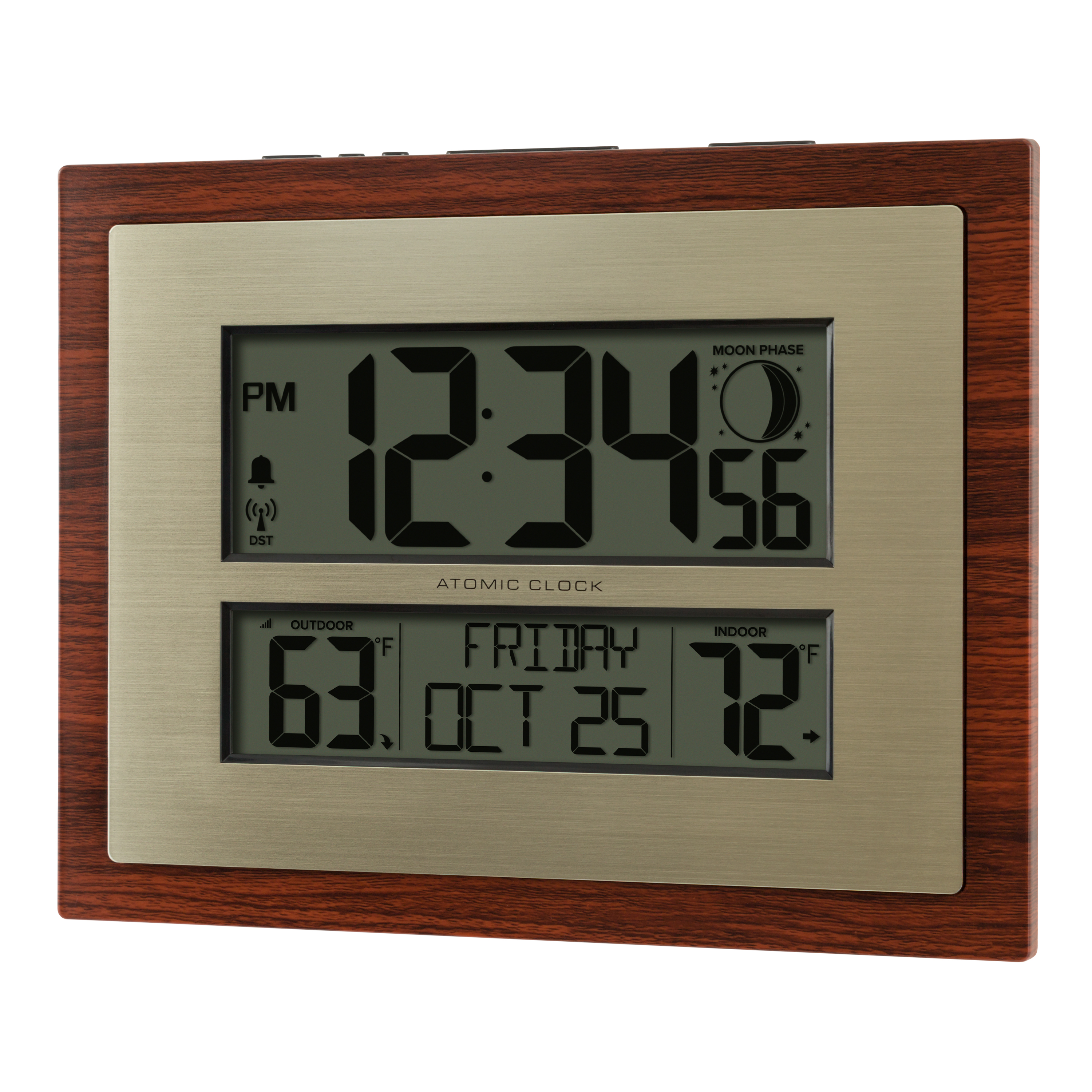 BHG Cherry Finish Modern Digital Atomic Clock with Temperature, W86111 - image 2 of 9