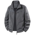 thumbnail image 4 of WIZUTIZ Men's Outdoor Jacket Solid Color Zipper Pocket Stand Collar Long Sleeve Windproof Polyester Multi-Pocket Coat for Mountaineering Riding Hiking Daily Mens Fashion, 4 of 9