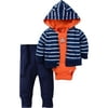 Gerber Newborn Baby Boy Hooded Jacket, Bodysuit & Slim Pant 3pc Outfit Set