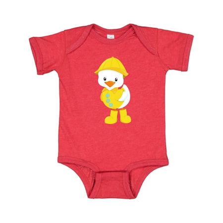 

Inktastic Cute Duck In Yellow Raincoat And Boots Baby Duck Gift Baby Boy or Baby Girl Bodysuit