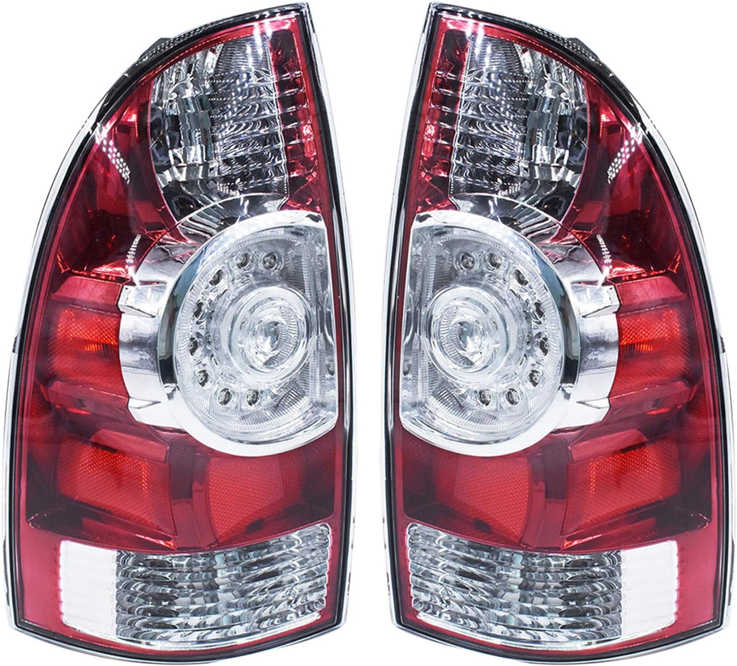 ALL-CARB Red Clear LED Rear Tail Brake Lights Replacement for 2005-2015 Toyota Tacoma Left and Right Side Tail Lights