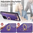 thumbnail image 6 of Cutyskin Premium PU Leather Back Case for Samsung Galaxy A12 5G, 360 Rotatable Ring Kickstand Zipper Purse Magnetic Buckle Card Slots Durable Fashionable Wallet Phone Case for Galaxy A12 5G, Purple, 6 of 9