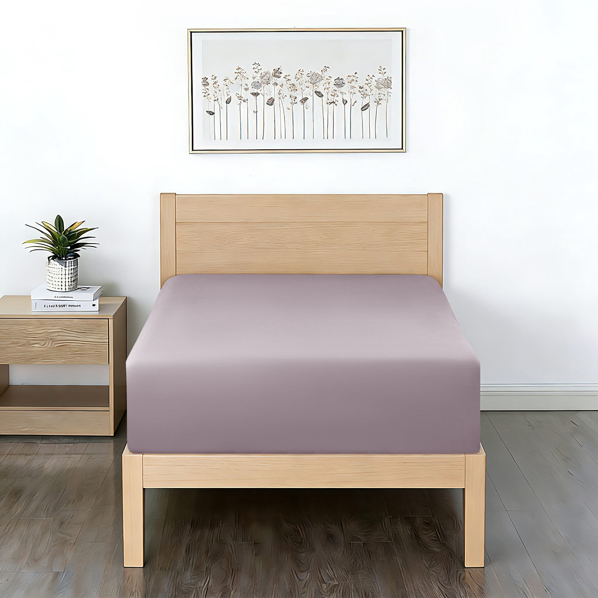 Mainstays Super Soft Microfiber 2-Pack Fitted Sheets, Hazy Purple/ Arctic White, Twin-XL