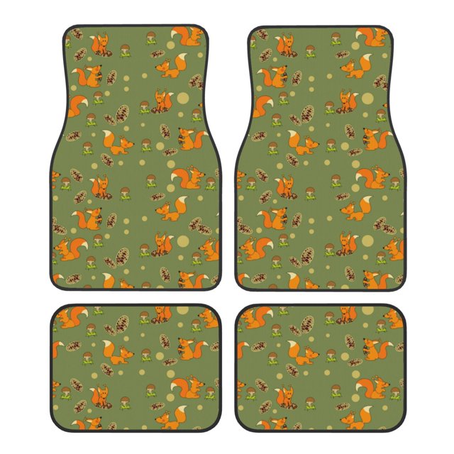 Disketp Squirrel And Nuts for Crystal Velvet Car Mats Four-Piece Set,All-Season Automotive Protection, Vehicles, Cars, Trucks, and SUVs,Anti-Slip Design