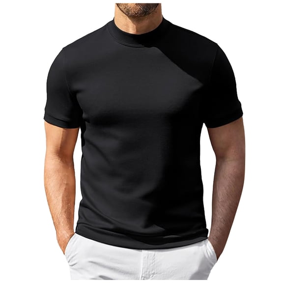 Dagaeig Mock Neck T Shirts for Men Short Sleeve Mock Turtleneck Slim Fit Gym Lightweight Summer Golf Pullover Tops Undershirt