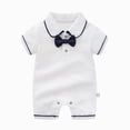 thumbnail image 4 of KPOPLK Newborn Baby Boy Summer Outfit Romper Solid Color Collared Short Sleeve Jumpsuit Bodysuit One Piece Clothes for 0 3 6 9 12 18 24 36 48 Months(0-3 Months,A), 4 of 9
