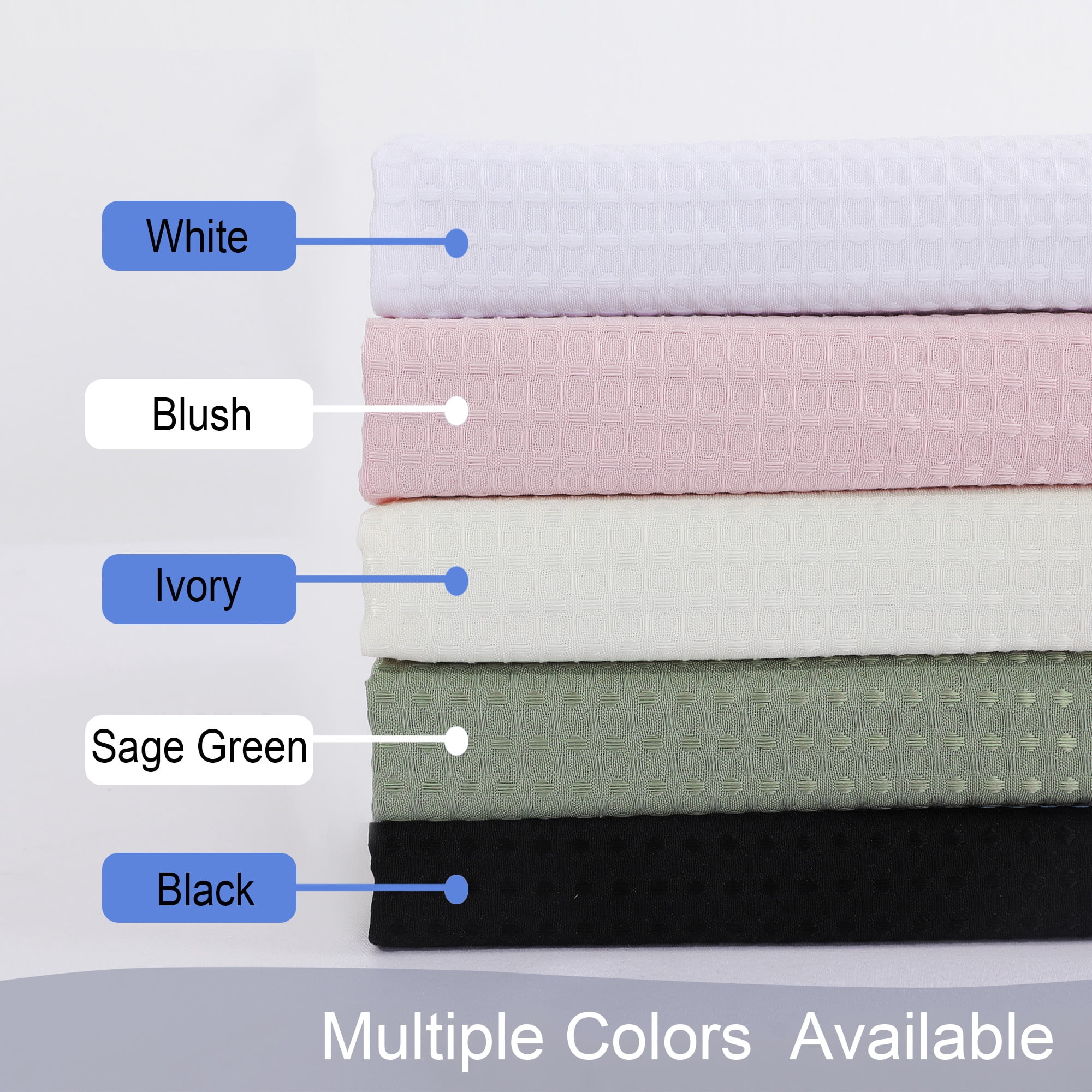 OVZME Extra Long Fabric Shower Curtain - 84 inch Long Waffle Weave Heavy Textured Fabric Bathroom Shower Curtain, Neutral Weighted Hotel Thick Bath Curtains, 72"Wx84"H, White