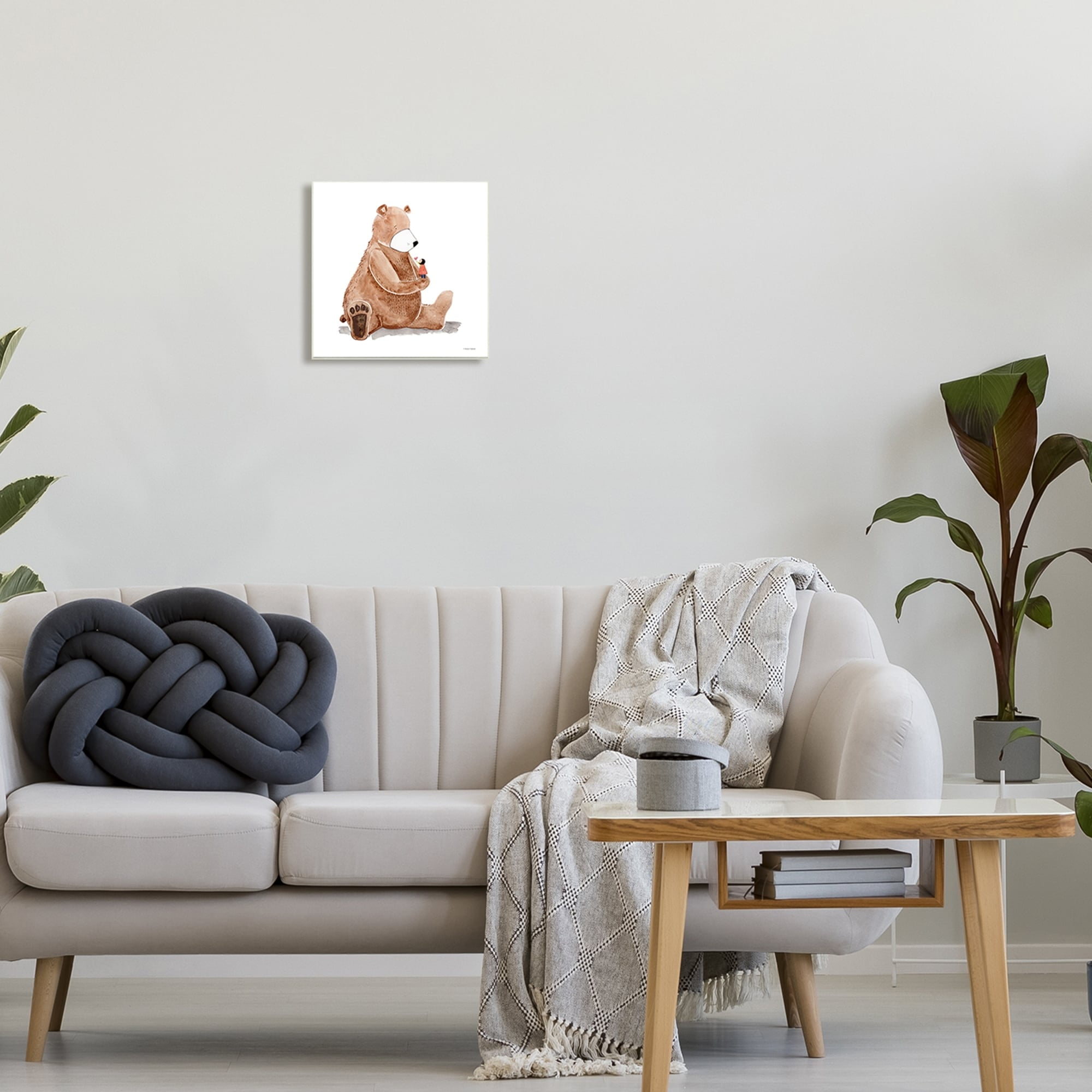 Stupell Industries Child Loving Heart Big Brown Teddy Bear Painting Unframed Art Print Wall Art, Design by Rachel Nieman