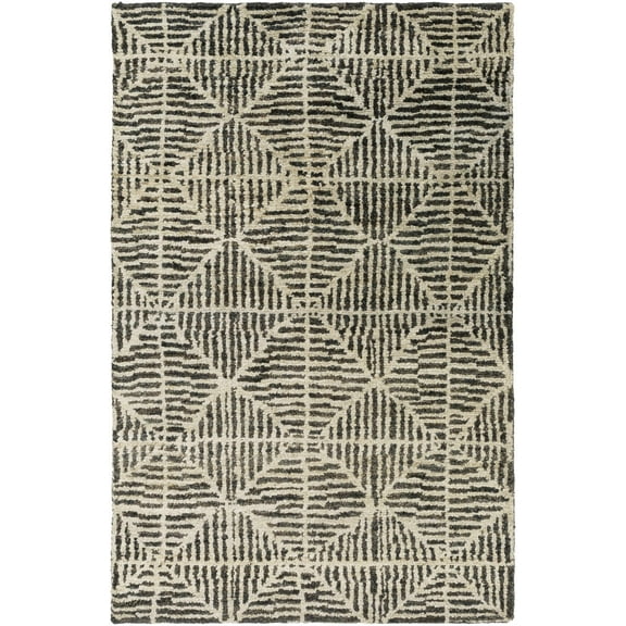 Hauteloom Swainsboro Jute Living Room, Bedroom Area Rug - Natural Fibers - Black, Beige, Dark Red - 2' x 3'