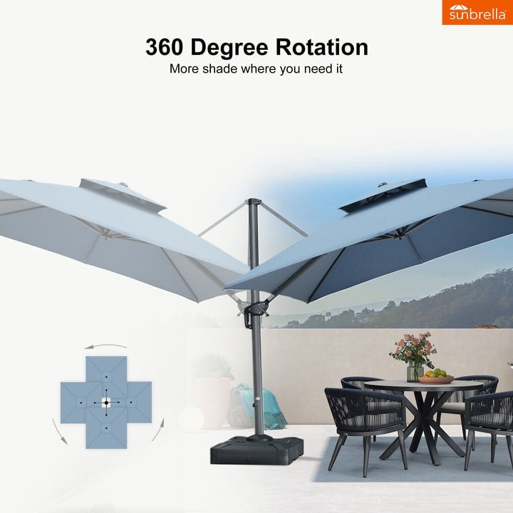 PURPLE LEAF 10 Feet Sunbrella Cantilever Umbrella Outdoor Double Top Large Hanging 360-degree Rotation Square Grey Aluminum Patio Umbrella for Patio Deck Pool Garden Backyard Spectrum Denim - Walmart.com PURPLE LEAF 10 Feet Sunbrella Cantilever Umbrella Outdoor Double Top Large Hanging 360-degree Rotation Square Grey Aluminum Patio Umbrella for Patio Deck Pool Garden Backyard Spectrum Denim - Walmart.com