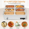 thumbnail image 4 of 850w Commercial Electric Food Warmer, 6-Pan 110v Buffet Countertop Steam Table, 4 of 8