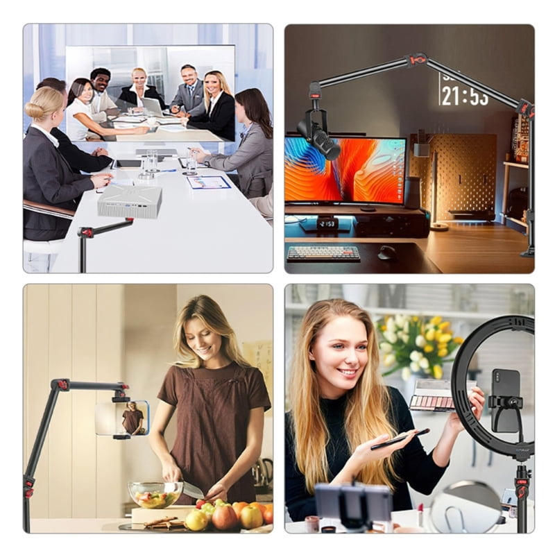 Professional Desktop Microphones Support with Full 360 Degree Swivels, Aluminum, Wide Clamp Ranges
