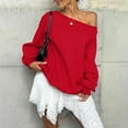 thumbnail image 6 of Women's Plus Size Oversized Off-Shoulder Long Sleeve Sweatshirt, No Hood Trendy Loose Fit Tops for Fall Winter Casual Wear, Daily Use, and Outdoor Activities Red XL, 6 of 9