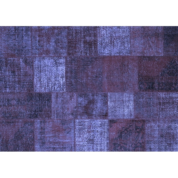 Ahgly Company Machine Washable Indoor Rectangle Patchwork Blue Transitional Area Rugs, 8' x 10'
