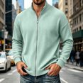 thumbnail image 2 of UDAUDU Men's Stand Collar Corduroy Jacket Full Zip Loose Long Sleeve Versatile Fall Winter Sweatshirt Casual Outerwear Tops Mint Green 3XL, 2 of 7