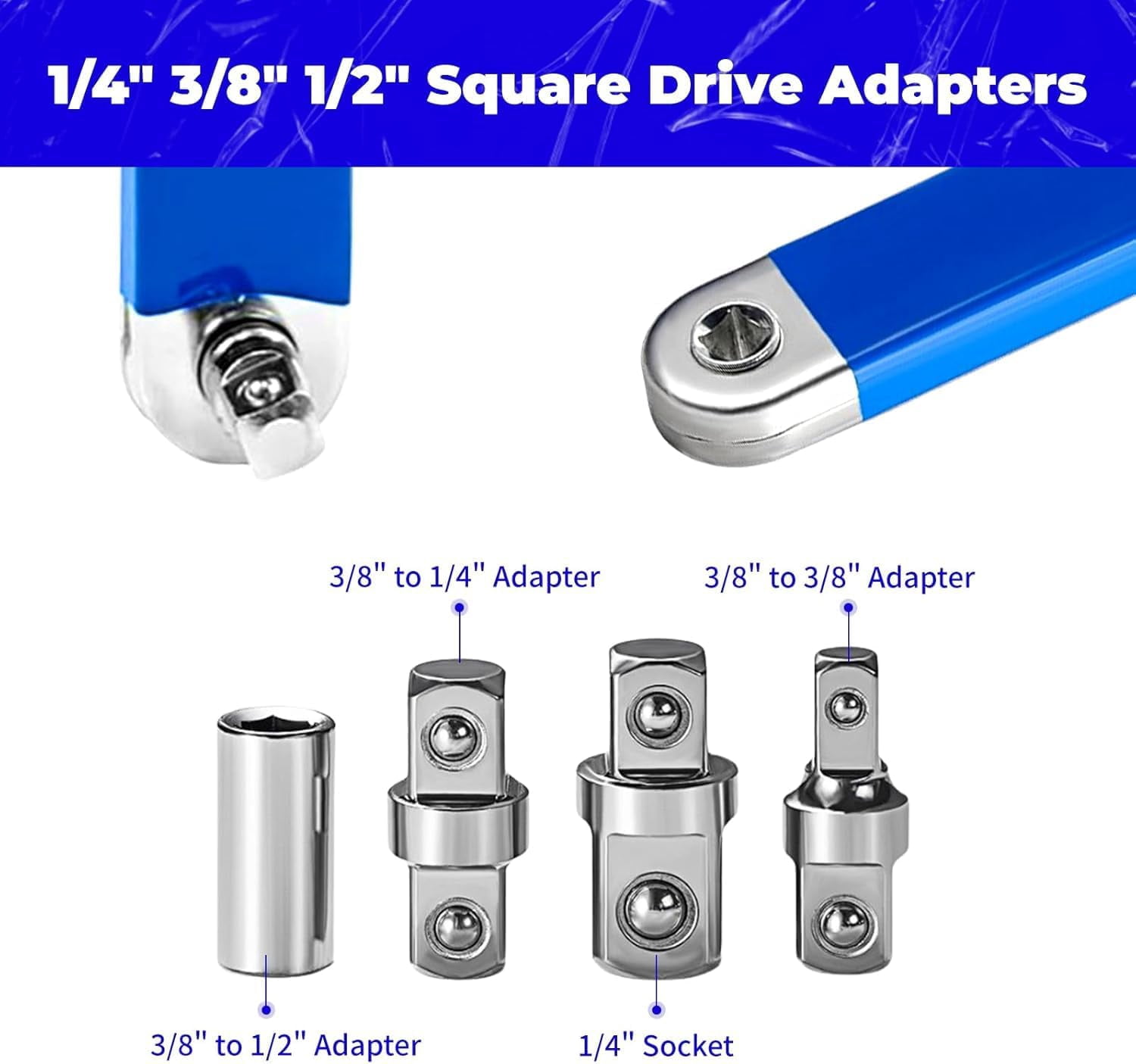 2026 New PRO Offset Extension Wrench, Pro Zero Offset Extension Wrench Impact, With 1/2",1/4" And 3/8" Square Drive Adapters,Wrench Extender Tool (2PCS)