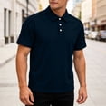 thumbnail image 2 of Yifymode Polo Shirts for Men Dry Fit Golf Polos Pleated Short Sleeve Button Up Shirt Plus Size Summer Cotton Athletic Tshirts,Navy XL, 2 of 7