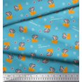 thumbnail image 2 of Soimoi Tissu Popeline de Coton Bleu Imprimé Tranches de Fromage & Rats pour Enfants, Largeur 42 Pouces, 2 of 3
