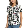 thumbnail image 2 of Honeii Cool Camera Print Women's Classic V-Neck T-Shirt,Womens Fashion Tops,Stylish Everyday Top for Women, Casual Summer Spring Outfits Clothes-Large, 2 of 5