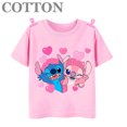 thumbnail image 3 of Camiseta de algodón con cuello redondo y manga corta para niños y bebés, diseño de dibujos animados de Disney Stitch, anime, moda de verano, 3 of 5