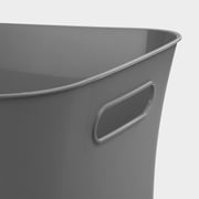 (6 pack) Mainstays Medium Bin, Open Plastic Storage Containers, Versatile Stylish Organizers with Handles, Gray Flannel