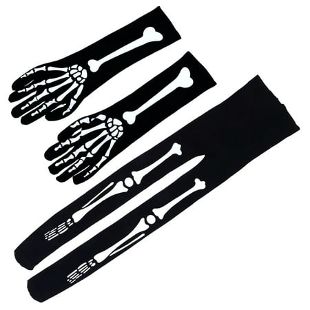 

1 Set of Halloween Bone Printed Decorative Glove Pantyhose Set for Cosplay