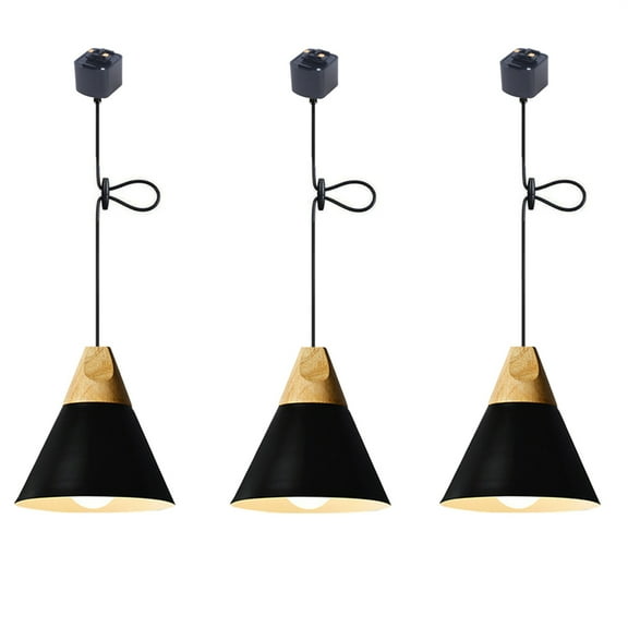 JLOWCO Modern Adjustable Height H Track Pendant Lighting for Kitchen Island 3 Pack Light Fixture Dining RoomIndustrial Black Pendant Lights (LED Bulb Include)