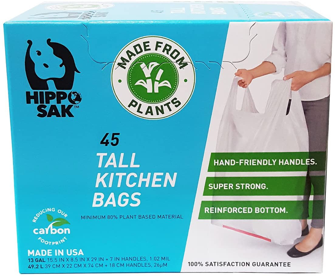 Handle Trash Bag Hippo Sak with Power Strip 13 Gallon Tall Kitchen 270 Count 