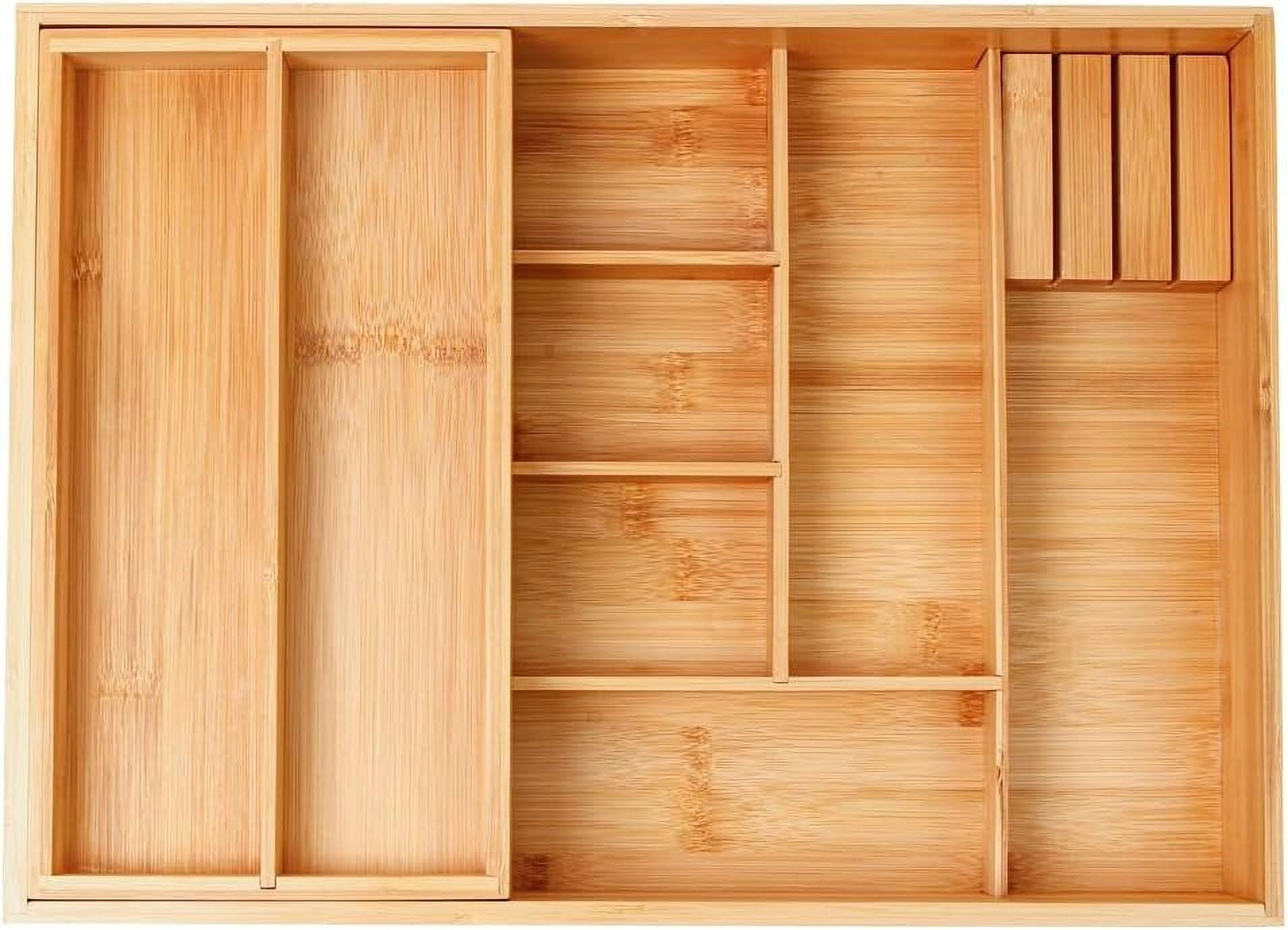 Double Layer  Kitchen Drawer Organizer with Slidable Utensil Tray & Knife Holder
