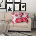 thumbnail image 6 of Burgundy Red Throw Pillows Covers 20x20 Set of 2, Wine Red Dahlia Flower Pillow Cushion Cases, Oriental Floral Decor Throw Pillows Cover Gifts for Bed Couch Sofa Living Room, 6 of 6