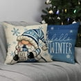 thumbnail image 4 of Hello Winter Blue Gnome Decorative Throw Pillow Covers 18x18 Set of 4, Let It Snow Snowflakes Hot Cocoa Lamp Porch Outdoor Home Decor, Get Cozy Christmas Decorations Sofa Couch Cushion Case, 4 of 6