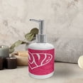 thumbnail image 3 of Ambesonne Groovy Soap Dispenser & Toothbrush Holder Set, Retro Big Heart, 2 Pcs, Pink White, 3 of 6