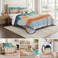 thumbnail image 6 of Twin XL Quilt Set 68''x98'', Boho Summer Beach Lightweight Bedspread Coverlet Set with 2 Pillow Shams, Abstract Tropical Palm Trees Burlap Breathable All Season Quilt Bedding for Dorm/Guest Room, 6 of 9