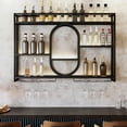 thumbnail image 1 of Botellero de Pared Industrial, Estante de Vino Decorativo con Portavasos para Copas, Estantes de Hierro de 3 Niveles, Estante para Vino, para Copas de Vino para Co(Size:39.4"x 5.9"x 31.5",Color:Negro), 1 of 4
