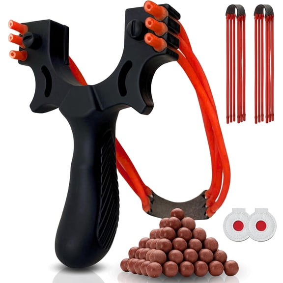 Clianle Lightweight and Powerful Adult Slingshot, Black Hunting and Shooting Slingshot Kit