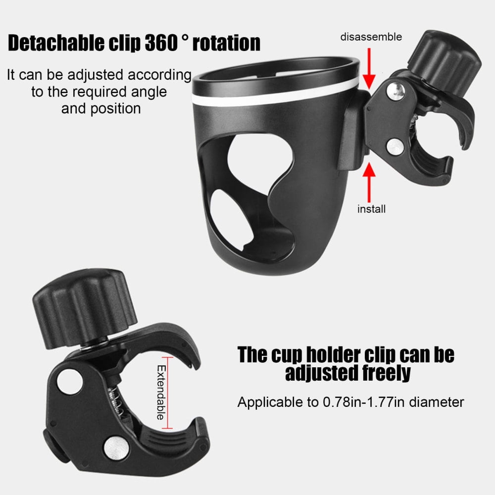 Stroller Cup Holder 360 Degrees Rotation Bike Cup Holder 2in1