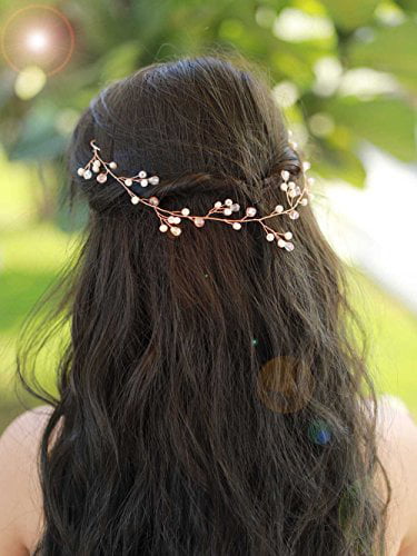 Missgrace Bridal Bridesmaid Wedding Flower Hair Comb Clip Women Crystal Hair Clip Headpiece for Wedding Party and Special Occasions 