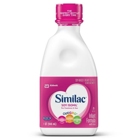 Similac Soy Isomil Infant Formula with Iron, Ready to Feed, 1 qt