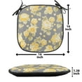 thumbnail image 5 of Flower Chair Seating Cushion Set of 2, Hydrangea Chrysanthemum Hortensia Pattern Countryside Old Style Illustration, Seat Pads with Anti-slip Backing, 16"x16", Yellow Grey Green, by Ambesonne, 5 of 6