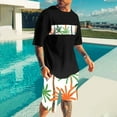 thumbnail image 2 of YLSDY Hawaiian Two Piece Sets for Men Short-Sleeve Oversized T-Shirts Tops with Graphic Shorts O-Neck Pullover Shirt Suits Lightweight Trendy Outerwear Black XL, 2 of 5