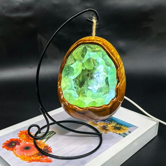 Gumesh Veilleuse Élégante en Cristal - Lampe de Chevet Changeante avec Contrôle Tactile et Alimentation USB, Base en Pierre Naturelle pour Chambre de Bébé/chambre