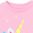 thumbnail image 2 of HILEELANG Girls 2T-7Y Cotton Crewneck Sweatshirt, Ruffle Mane Unicorn Applique, Pink, Long Sleeve, 2 of 5