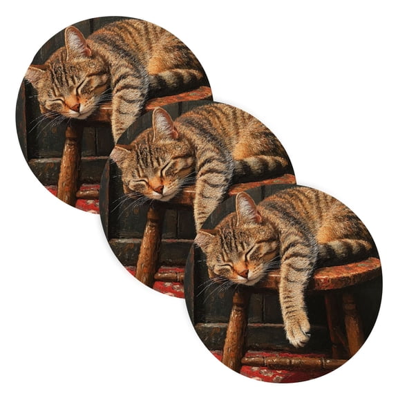 BZSMCE Mats for Pots,Pans Place Painting Of Sleeping Cat Simple Style Pattern Pot Mats