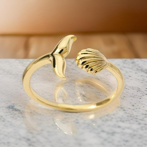 925 Silver Sea Shell Open Ring,14k Gold Plated Sea Shell Ring,Beach Fish Ring,Surfer Ring,Summer Ring,Shell Ring,Ocean Sea Shell Ring
