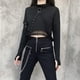 thumbnail image 2 of Gothic Punk Mujeres Mangas Largas Crop Top Con Capucha Pullover Camiseta Negro S Colcomx Top corto con capucha para mujer, 2 of 8