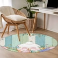 thumbnail image 4 of Round Rug 4Ft Washable Non-Slip, Cute Easter Bunny Circle Area Rugs for Living Room Bedroom, Eucalyptus Leaves Colorful Eggs Wooden Indoor Floor Mats Carpet Runner for Home Decor Aesthetic, 4 of 8