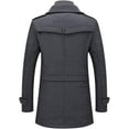 thumbnail image 3 of Winter Men's Wool Coat Cold Men Woolen Overcoat Double Collar Casual, 3 of 5
