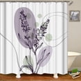thumbnail image 3 of Abstract Boho Lavender Shower Curtain, Purple Lavender Floral Shower Curtain Set, Plant Leaves Flower Shower Curtains for Bathroom, Waterproof Fabric with 12 Hooks, 72 x 72 Inches, 3 of 6