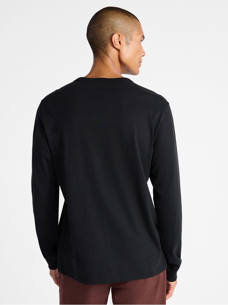 Free Assembly Men's Everyday Cotton Tee with Long Sleeves, Sizes